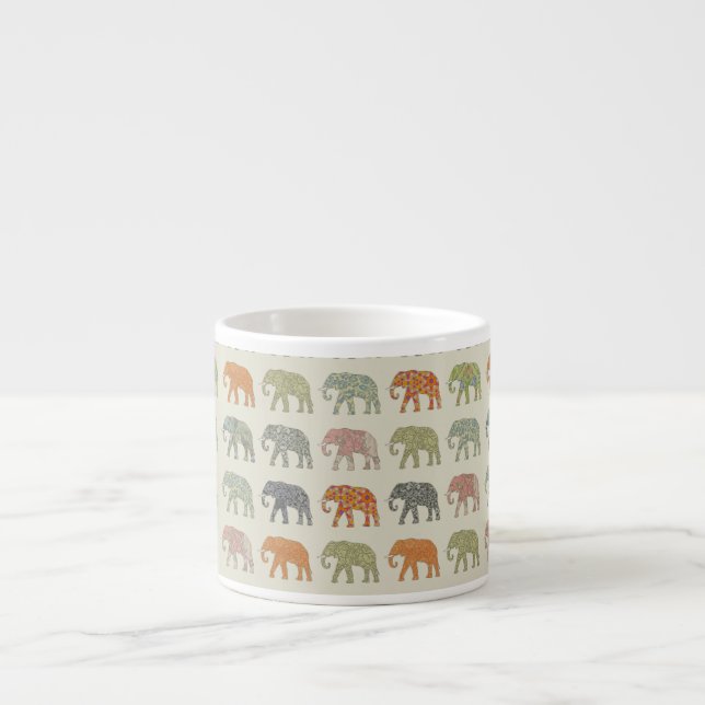Elephant Colourful Animal Pattern Contemporary Espresso Cup (Front)