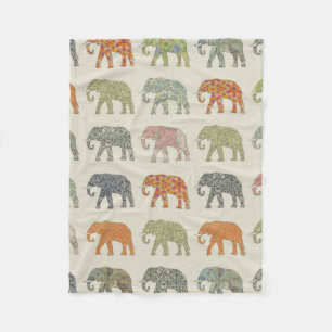 Elephant Colourful Animal Pattern Contemporary Fleece Blanket