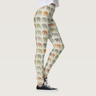 Elephant Colourful Animal Pattern Contemporary Leggings
