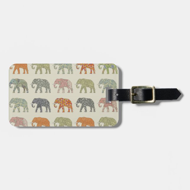 Elephant Colourful Animal Pattern Contemporary Luggage Tag (Front Horizontal)