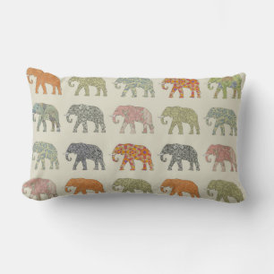 Elephant Colourful Animal Pattern Contemporary Lumbar Cushion