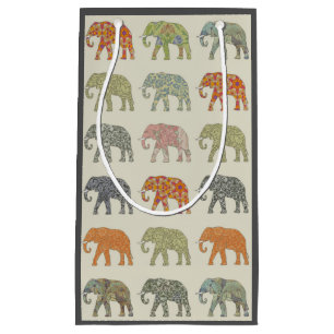 Elephant Colourful Animal Pattern Contemporary Small Gift Bag