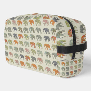 Elephant Colourful Animal Pattern Dopp Kit