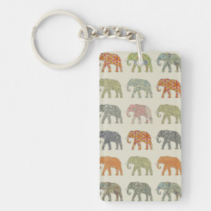 Elephant Colourful Animal Pattern Key Ring
