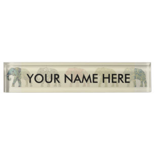 Elephant Colourful Animal Pattern Nameplate