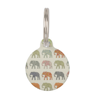 Elephant Colourful Animal Pattern Pet Tag