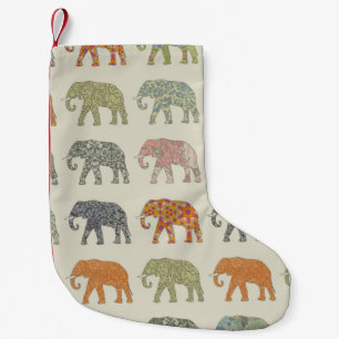Elephant Colourful Animal Pattern Small Christmas Stocking