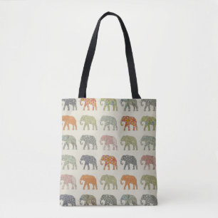Elephant Colourful Animal Pattern Tote Bag