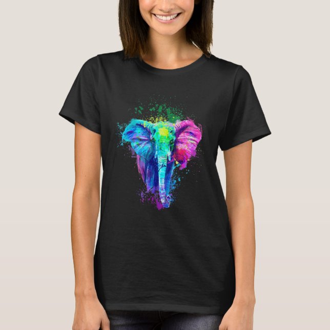 Elephant Colourful Art Style Elephant T-Shirt (Front)
