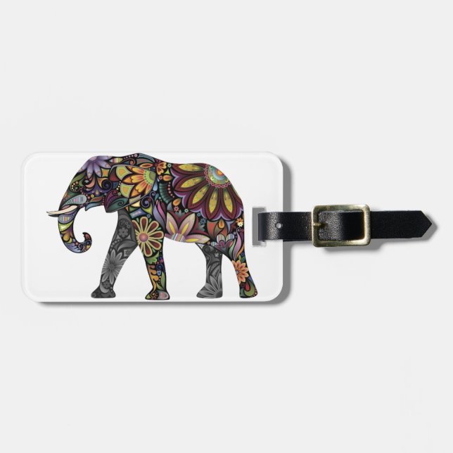 Elephant Colourful Luggage Tag (Front Horizontal)