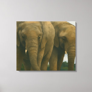 Elephant Companions in Savannah Light Canvas Print