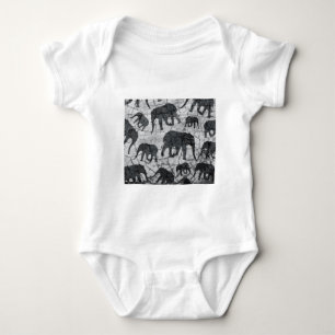 Elephant Concrete Pattern Design Baby Bodysuit