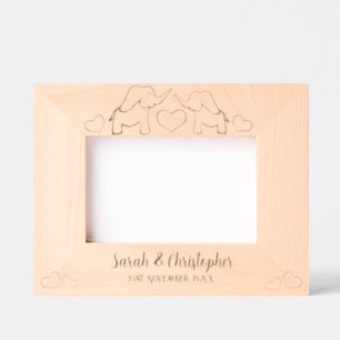 Elephant couple & heart wedding etched frames