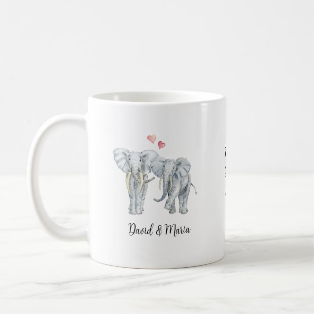Elephant Couple in Love Coffee Mug (Left)