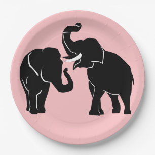 Elephant Couple Paper Plates