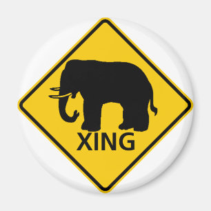 Elephant Crossing Highway Sign Magnet