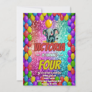 Elephant custom character birthday invite