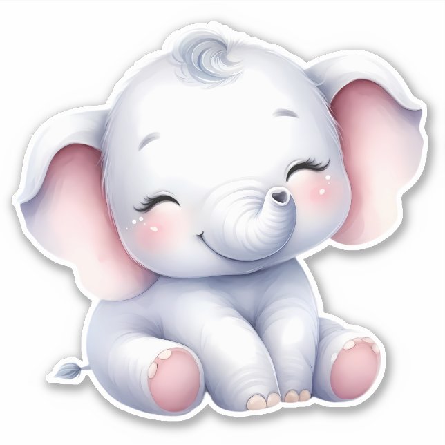 Elephant Custom Cut Scrapbooking Sticker (Front)