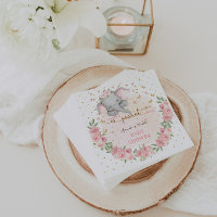 Elephant Cute Floral Pink Boho Baby Shower