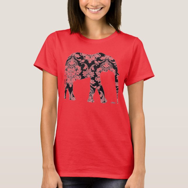 Elephant damask graphic art on tee (Front)