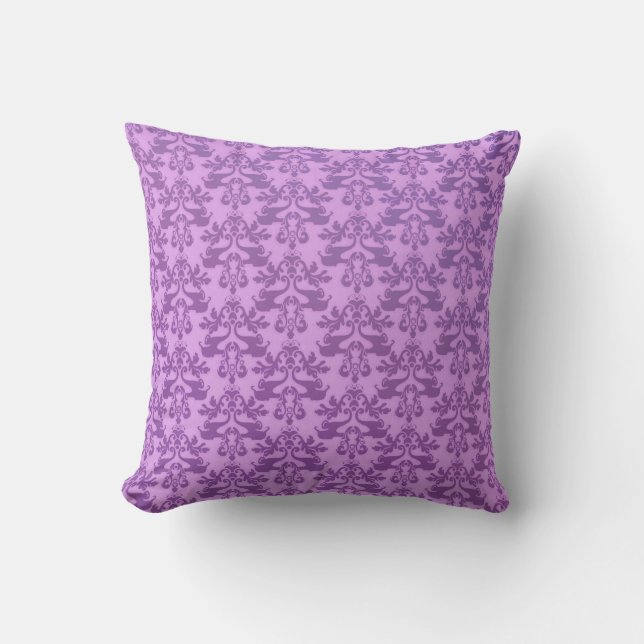 Elephant damask pale purple scatter cushion pillow (Front)