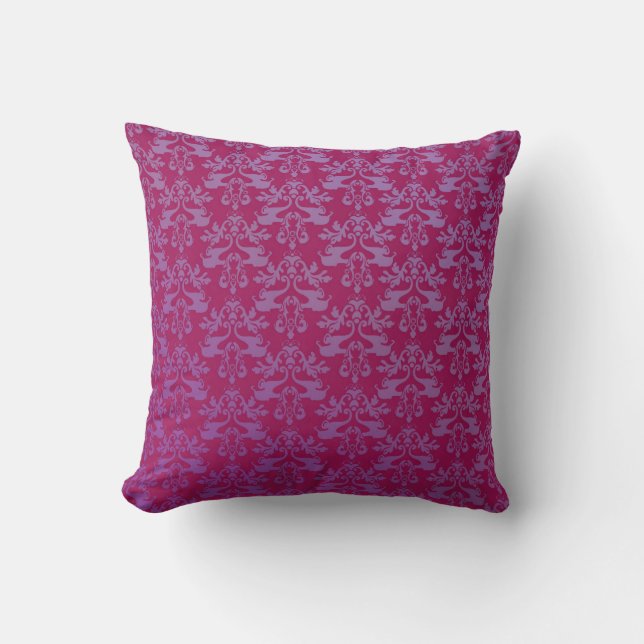 Elephant damask red purple scatter cushion pillow (Front)