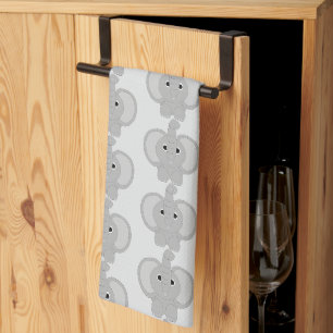 Elephant Design Any Colour Background Tea Towel
