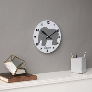 Elephant Design Personalised Round Clock