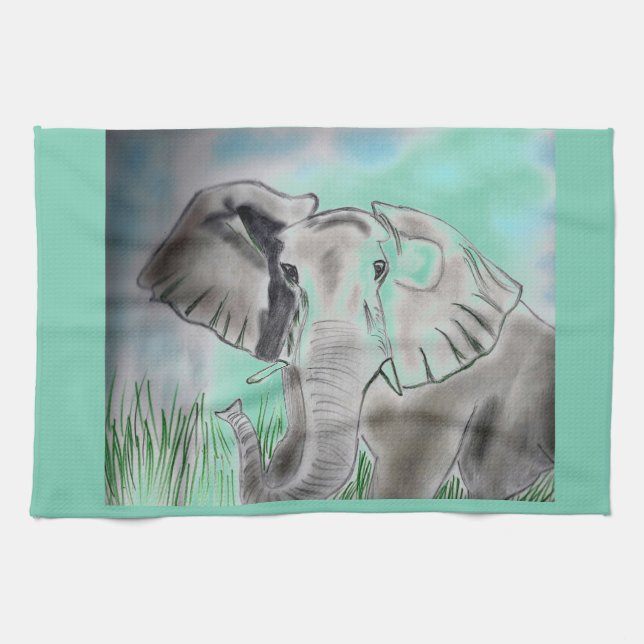 Elephant Design Place mat Tea Towel (Horizontal)