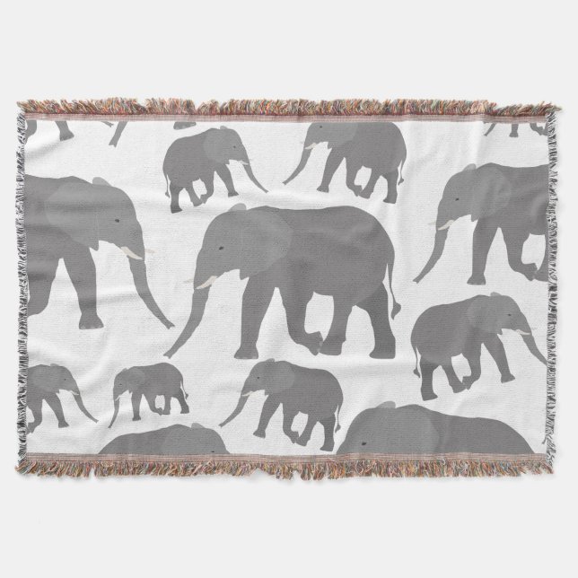 Elephant Design Throw Blanket (Front)