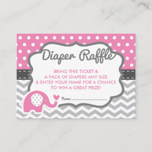 Elephant Diaper Raffle Ticket, EDITABLE COLOR Enclosure Card