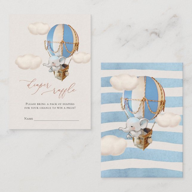 Elephant Diaper Raffle Tickets Enclosure Card (Front/Back)