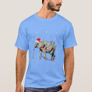 Elephant Dog Cute Christmas Lights Cute Lover T-Shirt