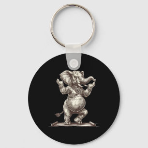 Elephant Doing Yoga Pose Meditation Key Ring