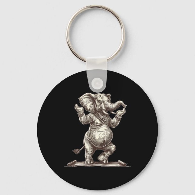 Elephant Doing Yoga Pose Meditation  Key Ring (Front)