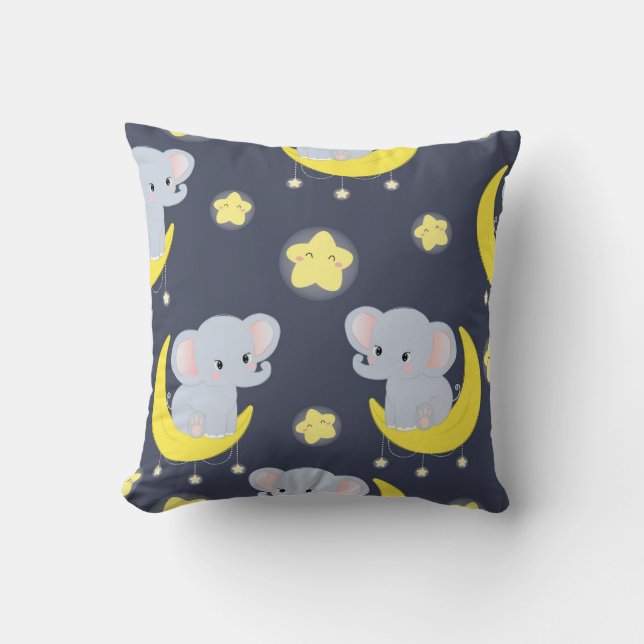 Elephant Dreams Under Starry Skies Cushion (Front)