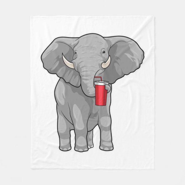 Elephant Drinking mug Fleece Blanket (Front)