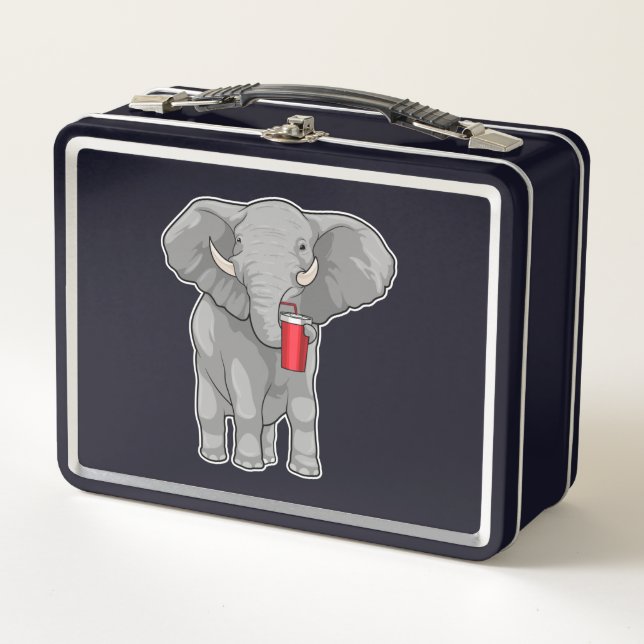 Elephant Drinking mug Metal Lunch Box (Front)