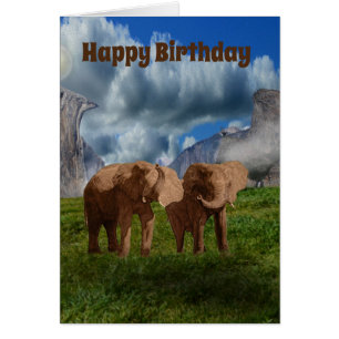 Elephant Duo Oil Paint, Birthday Card