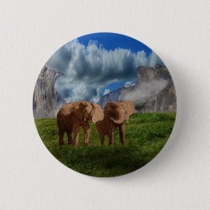 Elephant Duo Oil Paint, Button Badge