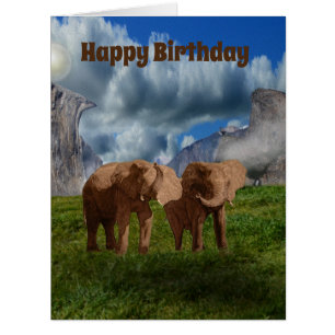 Elephant Duo Oil Paint, Jumbo Birthday Card