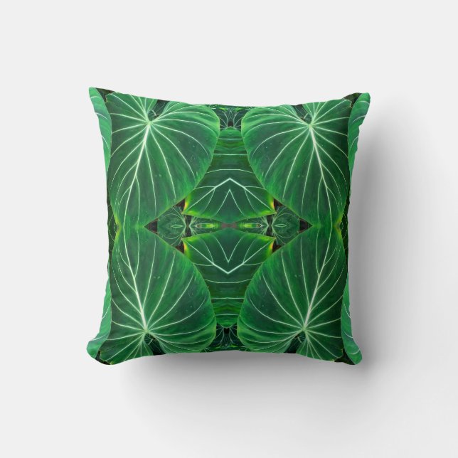 Elephant Ear Leaf Close-Up Abstract Cushion (Front)