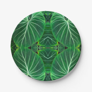 Elephant Ear Leaf Close-Up Abstract Paper Plate