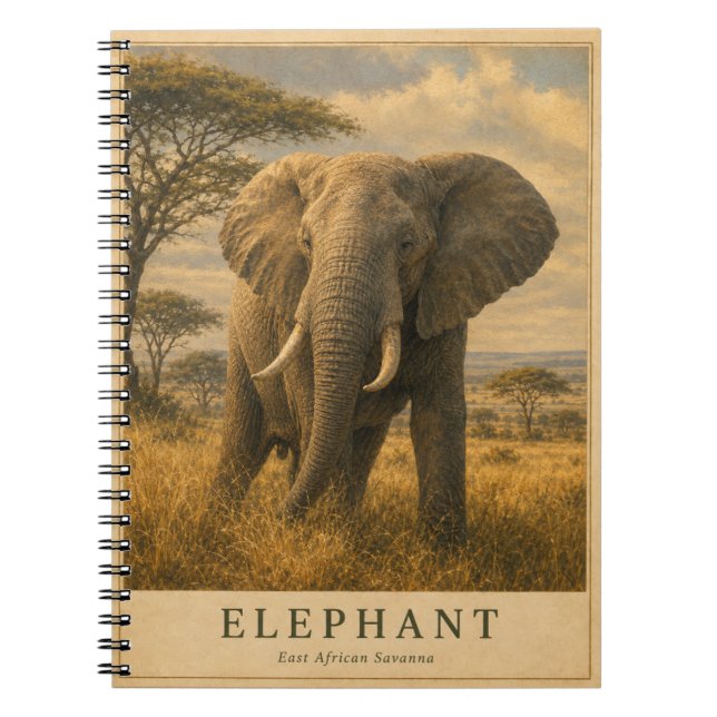 Elephant East African Savanna VINTAGE Notebook (Front)