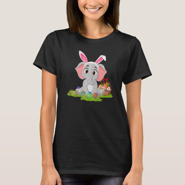 Elephant Easter Egg Hunting Bunny Elephant Easter  T-Shirt (Front)