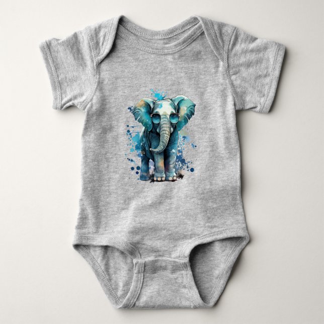 Elephant Elegance Baby Bodysuit (Front)