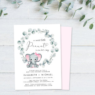 Elephant Eucalyptus Baby Girl Couples Shower Invitation