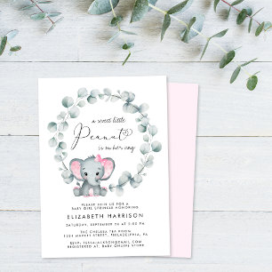 Elephant Eucalyptus Baby Girl Sprinkle Invitation