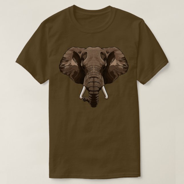 Elephant Face Big And Tall Elephant Wildlife Anima T-Shirt (Design Front)