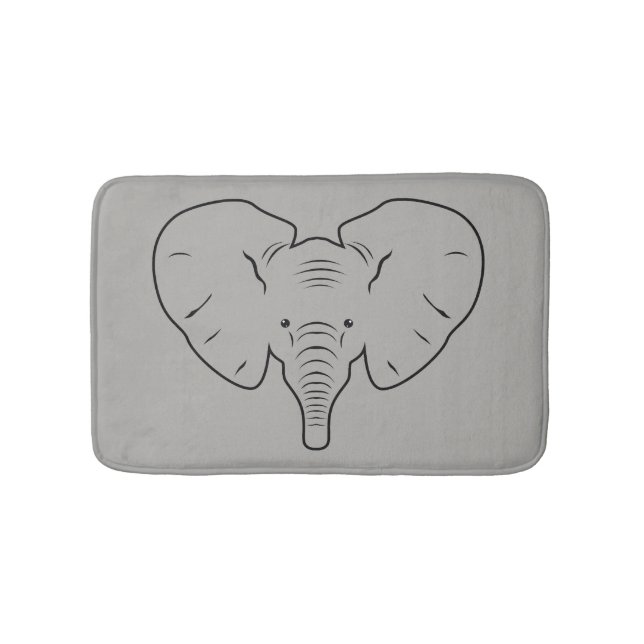 Elephant face silhouette bath mat (Front)